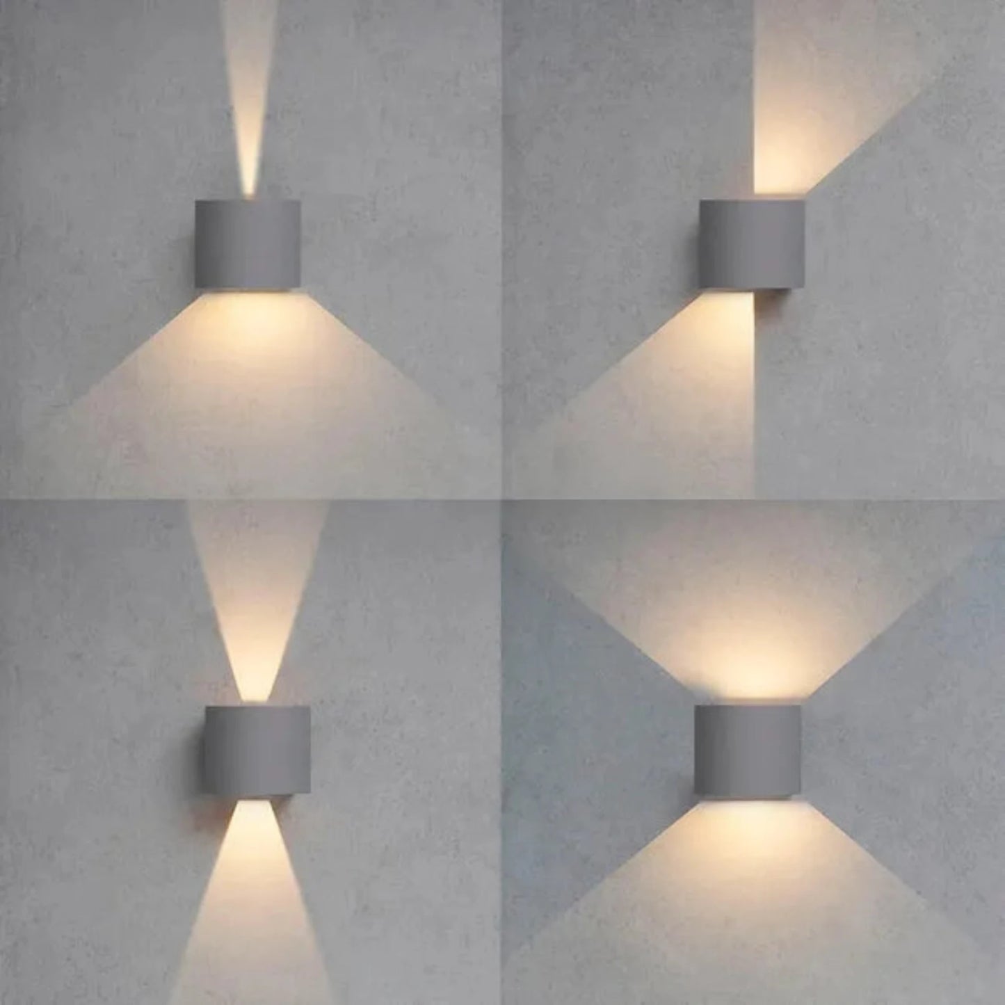 Applique per interni ed esterni con diversi orientamenti di luce