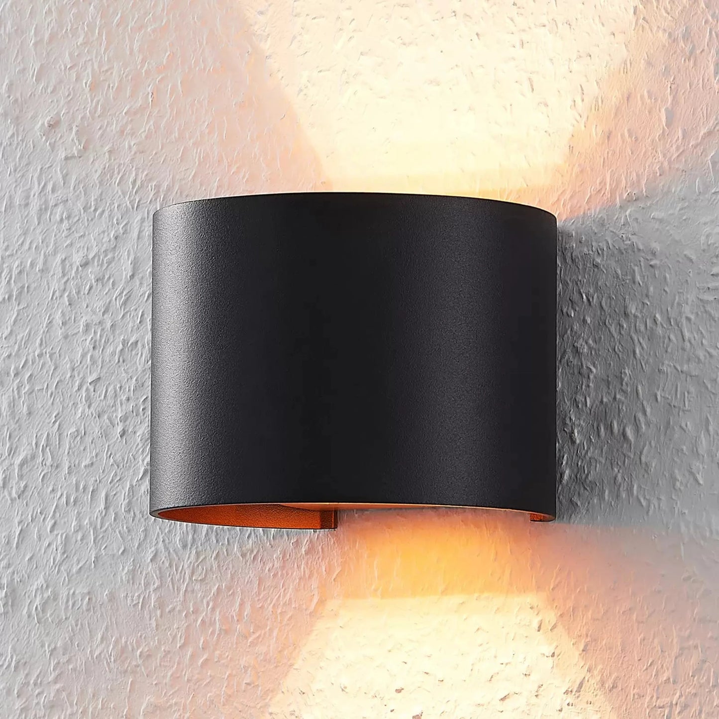 Applique Round nera, lampada da parete per interni ed esterni