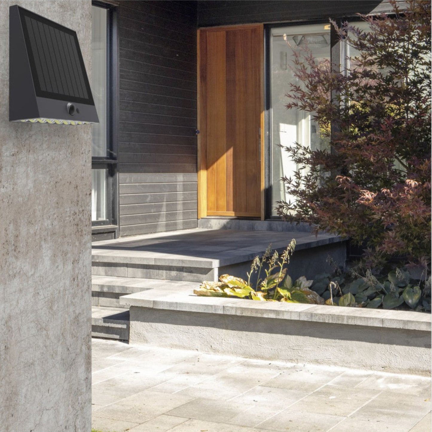 Lampada da esterno con pannello solare e crepuscolare integrato