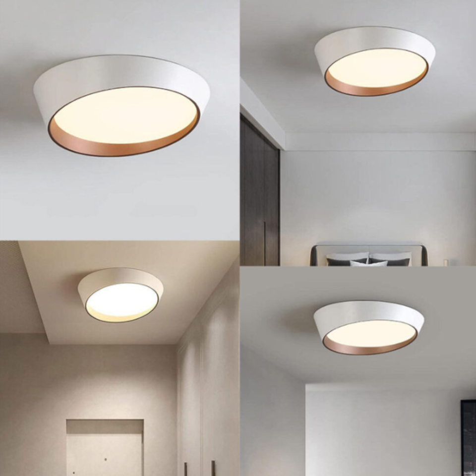 Plafoniera LED Eclisse bianca con interno oro