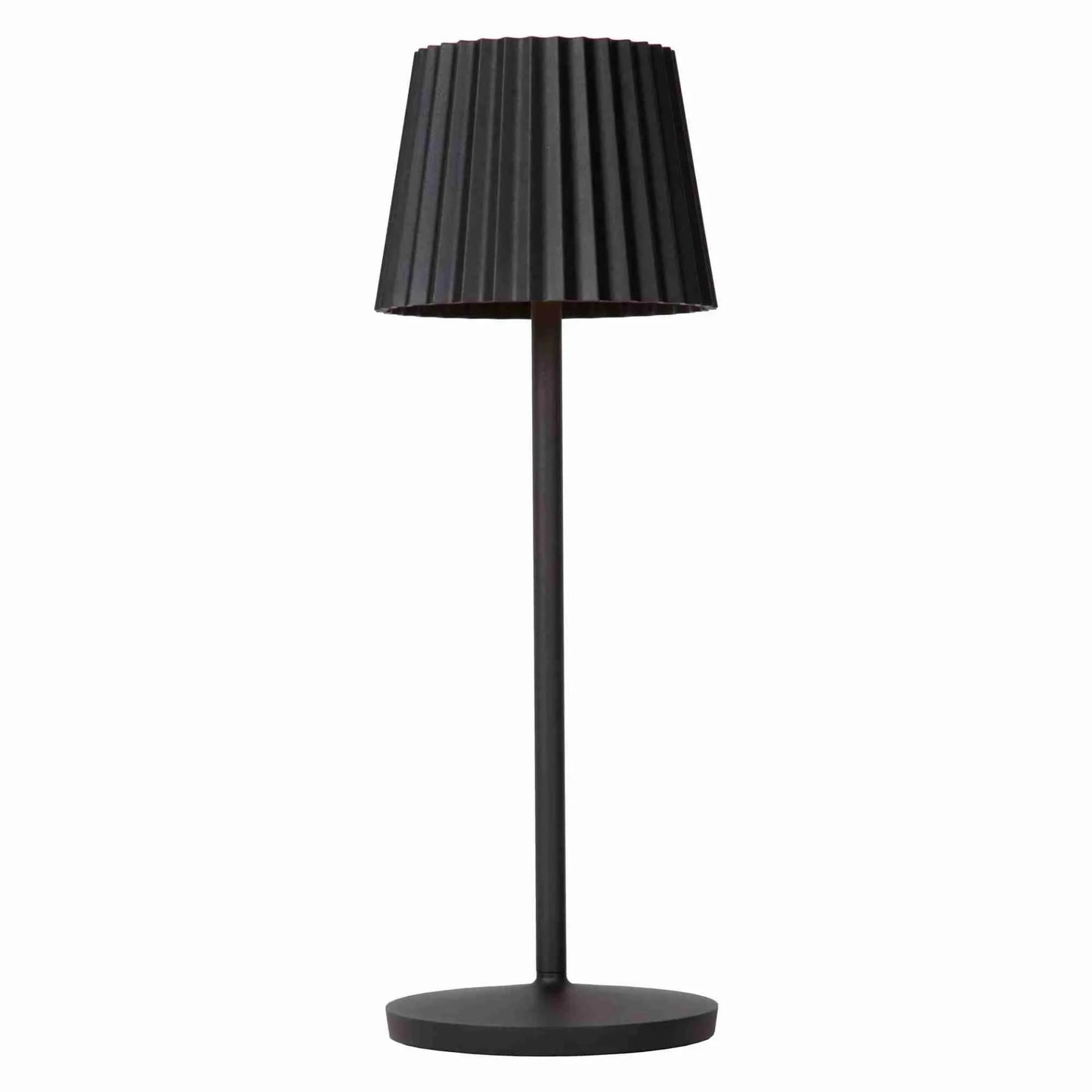 Poldina plissettata nera, lampada da tavolo e lampada da esterno