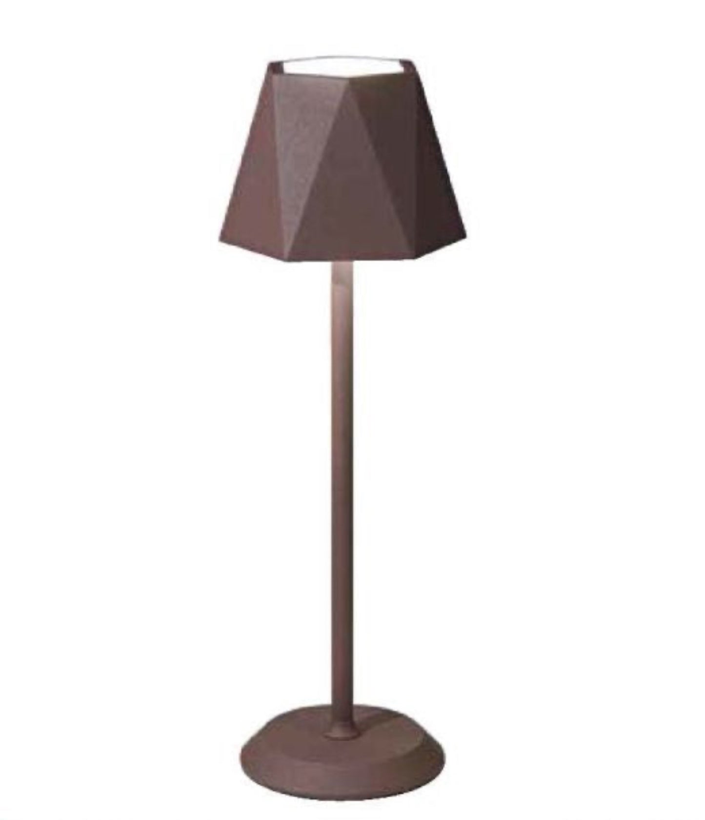 Poldina sfaccettata marrone, lampada da tavolo per interni ed esterni, decorativa e di design