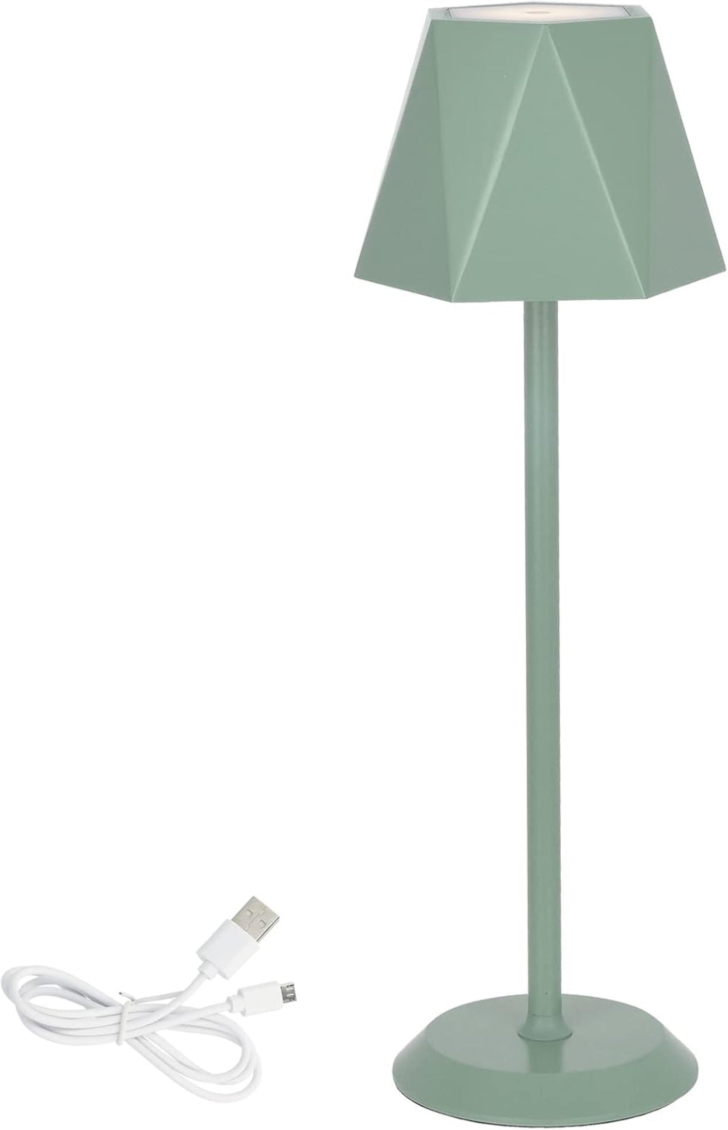 Poldina sfaccettata verde salvia, lampada da tavolo per interni ed esterni, decorativa e di design