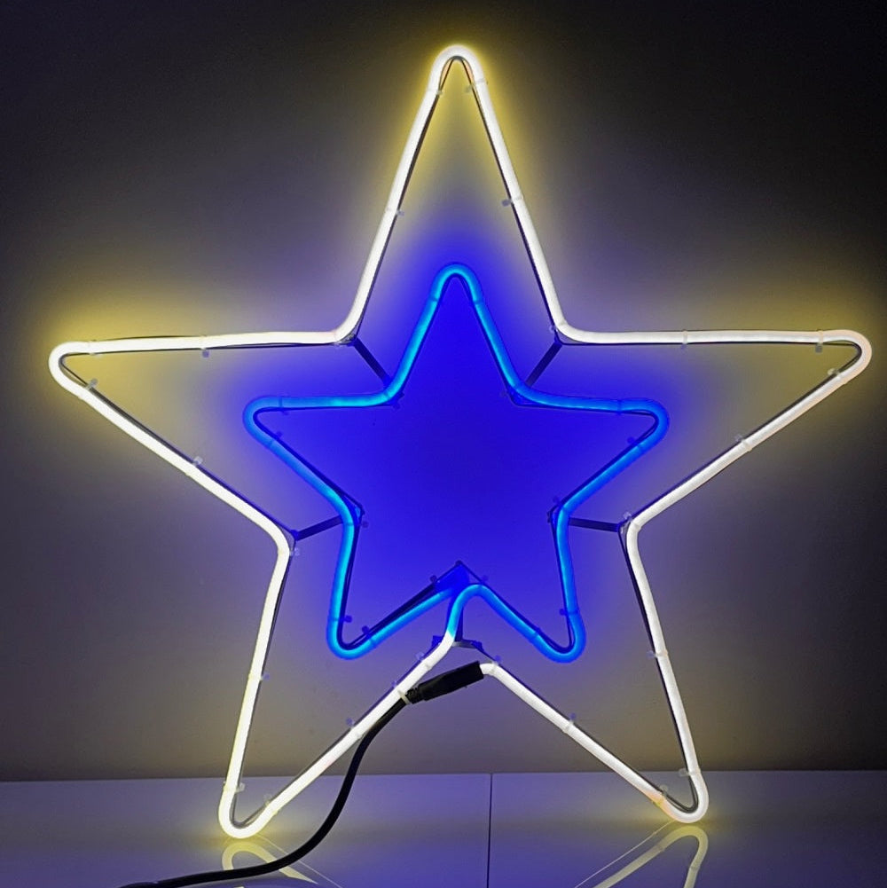 Stella luminosa luce calda e luce fredda