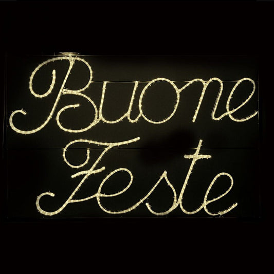 Scritta luminosa natalizia Buone Feste da esterno