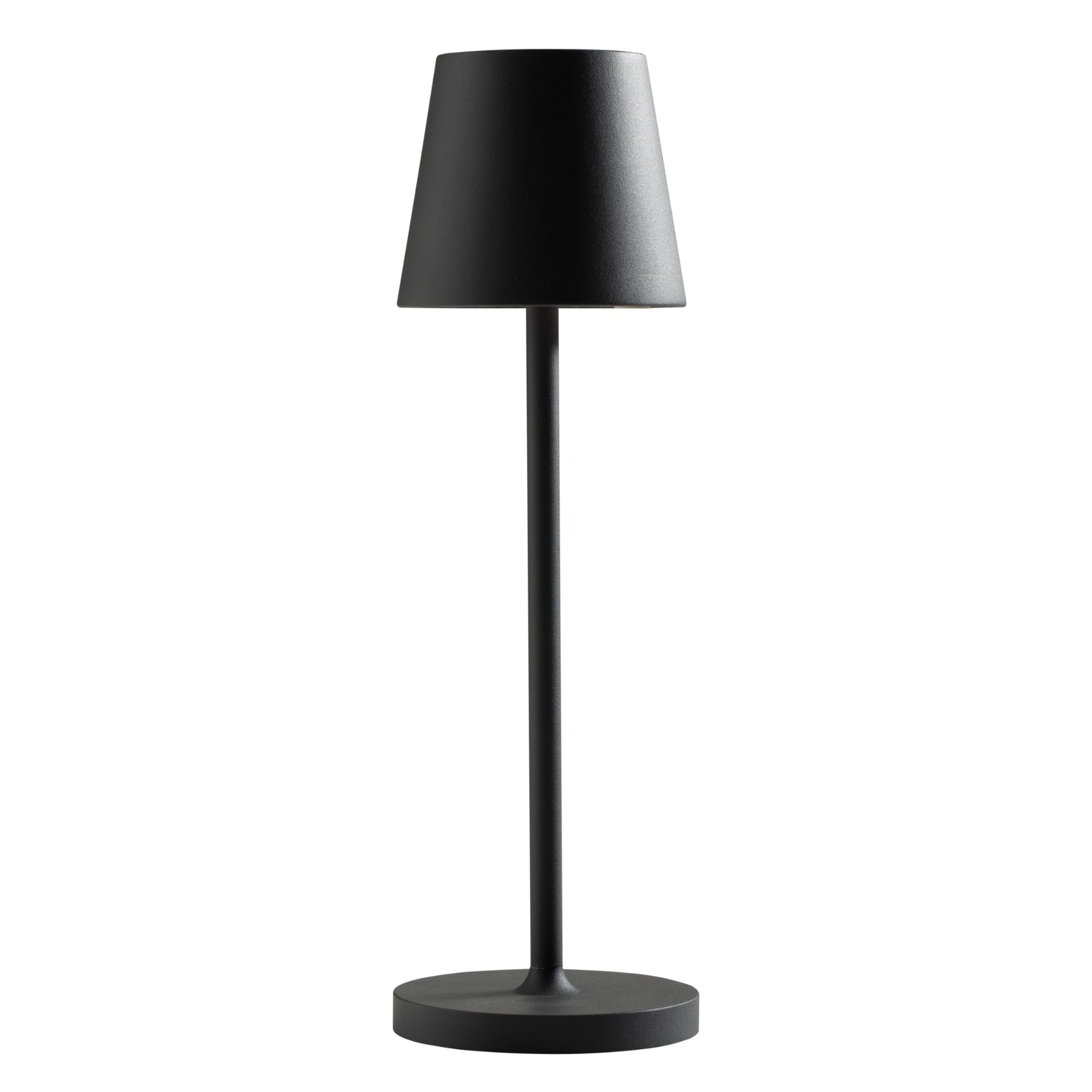Poldina nera, lampada da tavolo, da esterno e decorativa