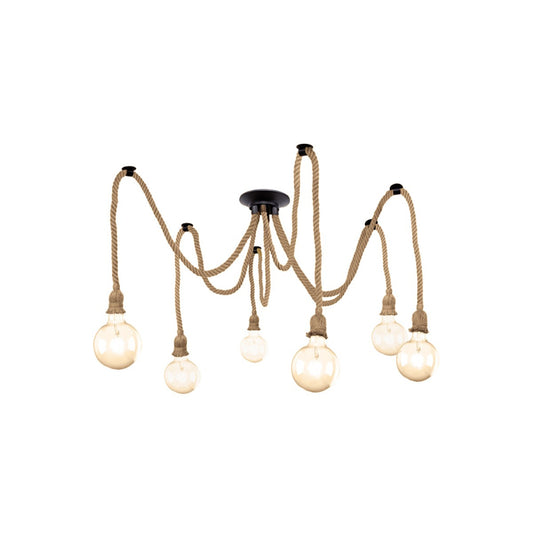 Sospensione corda 6 luci con lampadine